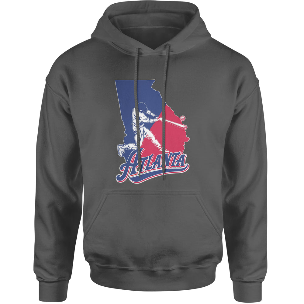 Atlanta Georgia Batter Up Adult Hoodie Sweatshirt Charcoal Grey