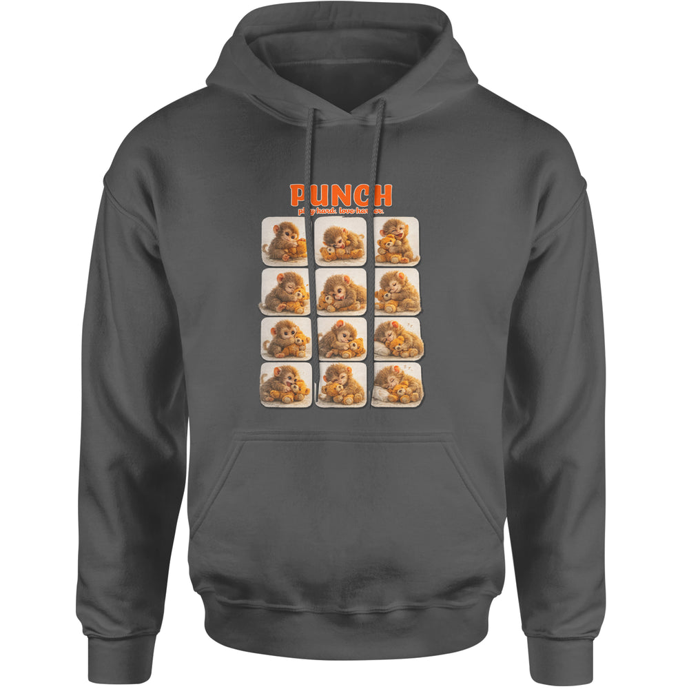 Punch Play Hard Love Harder Adult Hoodie Sweatshirt Charcoal Grey