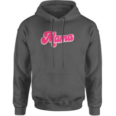 Mama Hot Pink Glitter Chenille Patch Adult Hoodie Sweatshirt Charcoal Grey