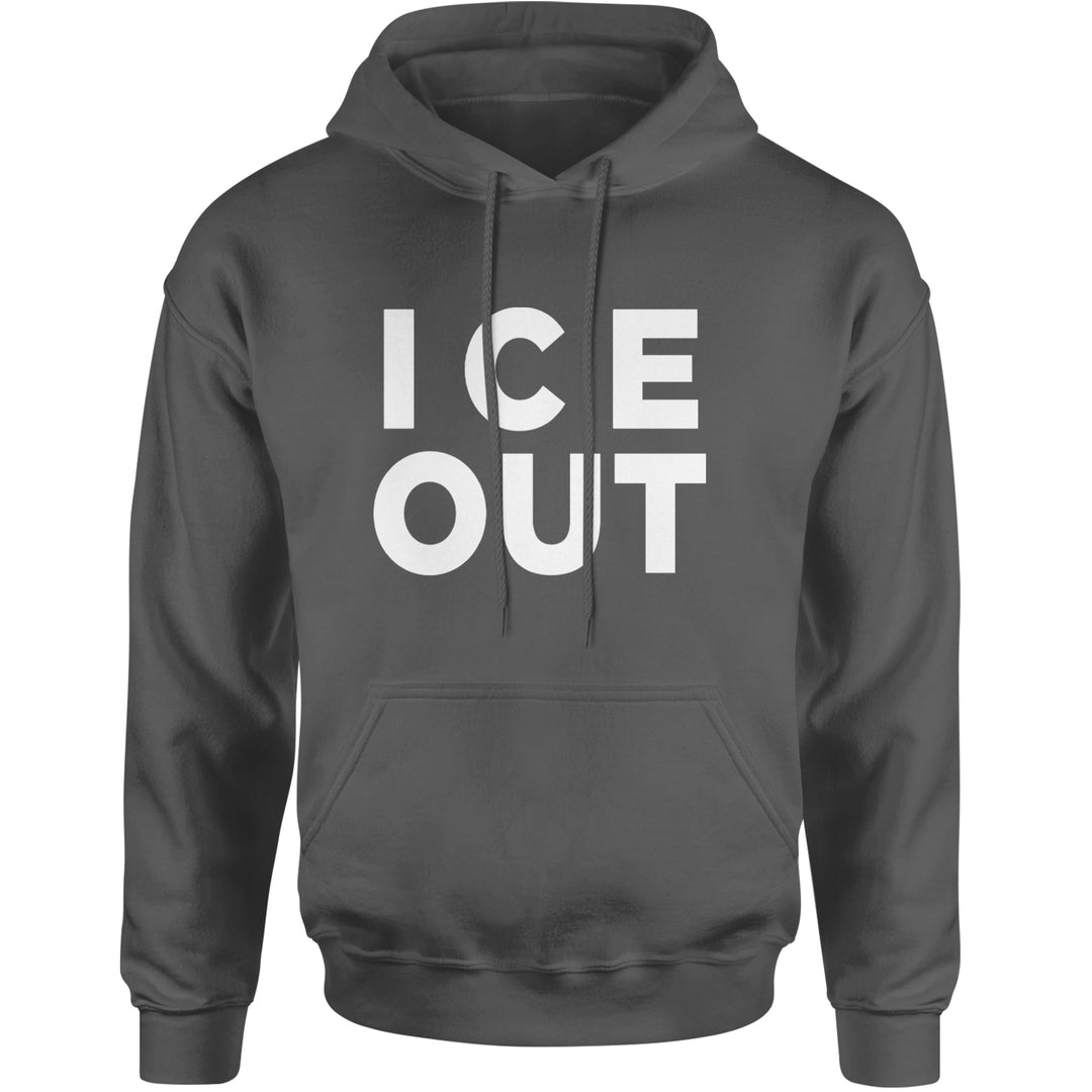 Ice Out Protest Adult Hoodie Sweatshirt Charcoal Grey