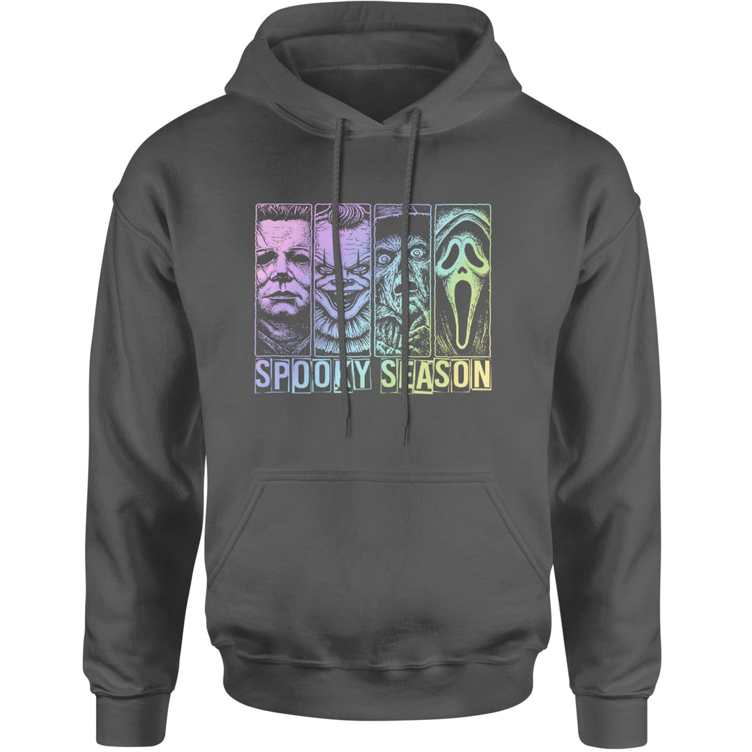 Spooky Season Horror Icons Halloween Adult Hoodie Sweatshirt Charcoal Grey