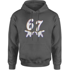 67 Hands Meme Viral Drill Adult Hoodie Sweatshirt Charcoal Grey