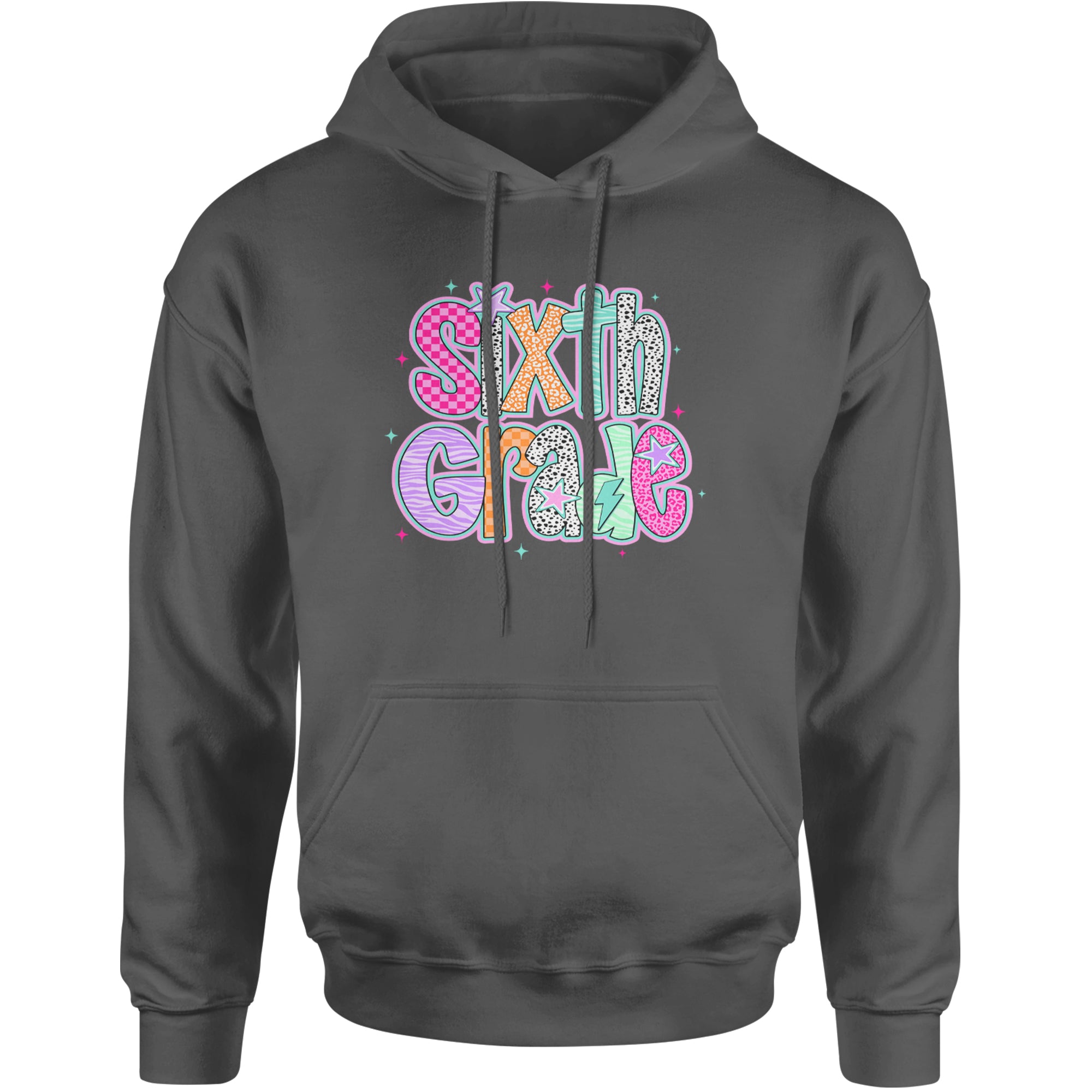 Sixth Grade Colorful Back to School Adult Hoodie Sweatshirt Black