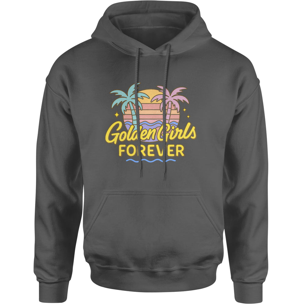 Golden Girls Forever Retro Sunset Adult Hoodie Sweatshirt Charcoal Grey