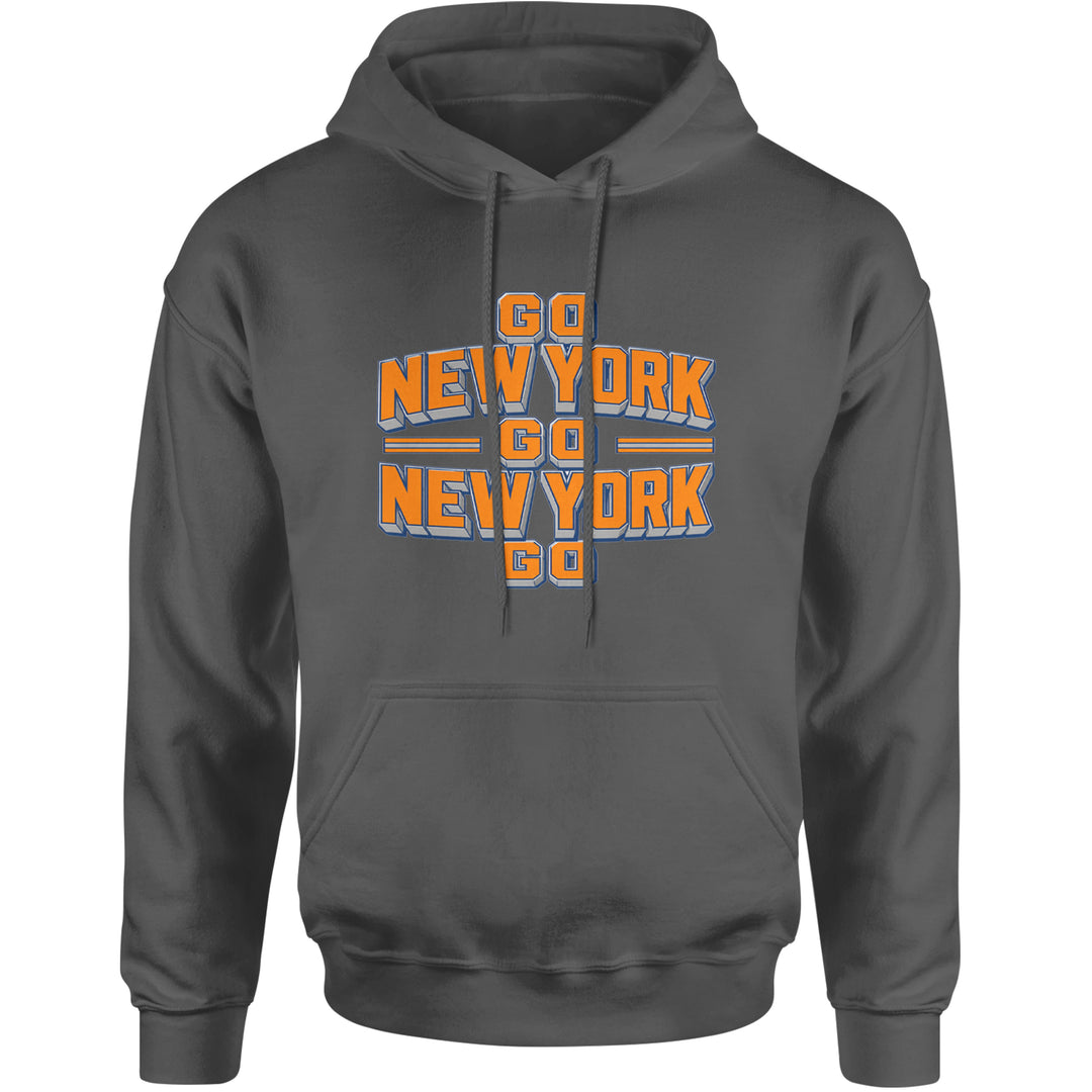 Go New York Go Basketball Adult Hoodie Sweatshirt Charcoal Grey