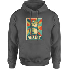 Resist Portland Protest Frog Adult Hoodie Sweatshirt Charcoal Grey