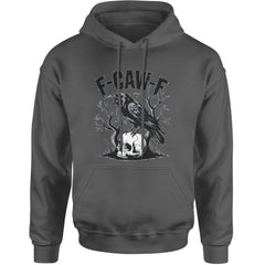 F-Caw-F Crow On Skull F-ck Off Gothic Adult Hoodie Sweatshirt Charcoal Grey