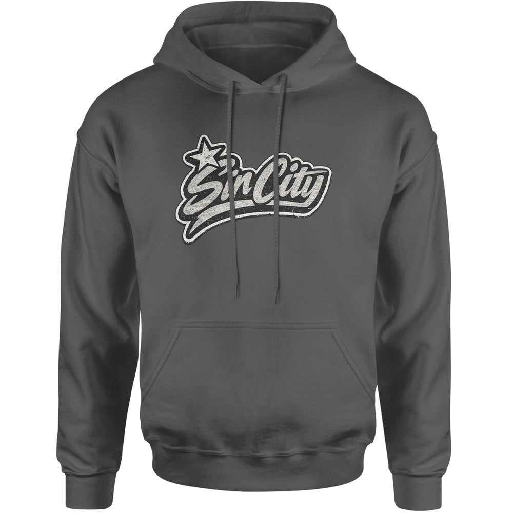 Sin City Vegas Retro Vintage Adult Hoodie Sweatshirt Charcoal Grey