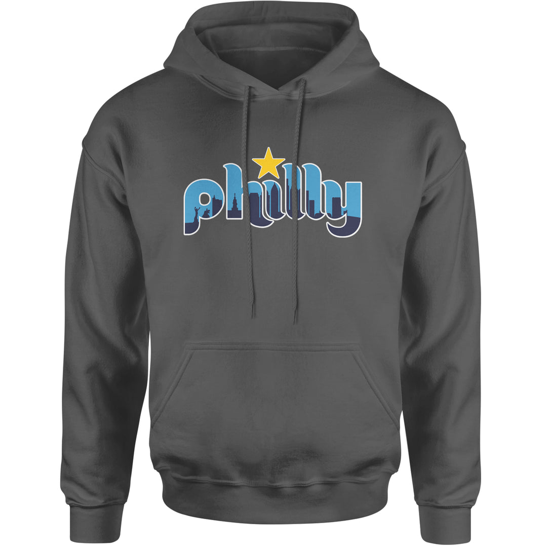Skyline Philly Philadelphia Adult Hoodie Sweatshirt Charcoal Grey