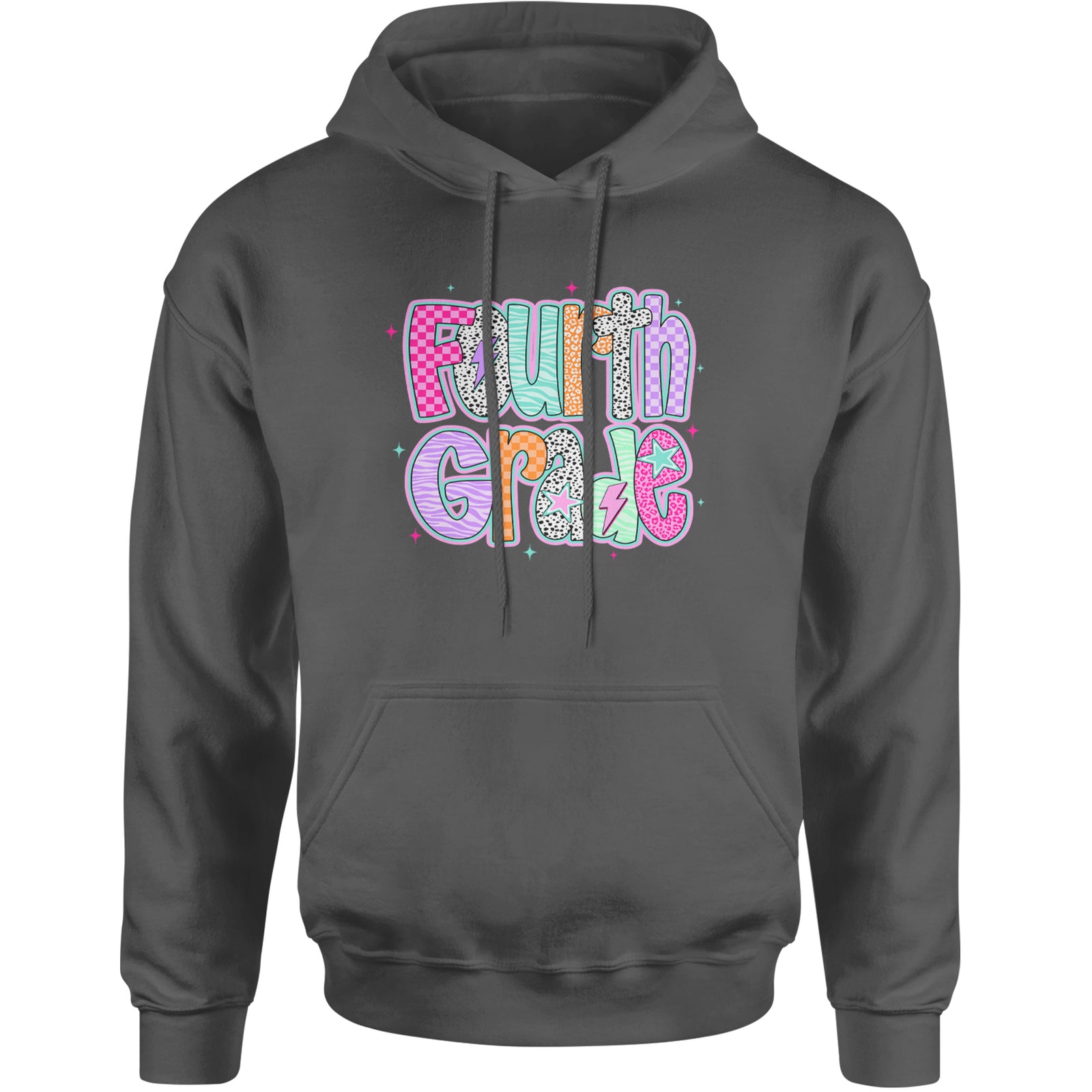 Fourth Grade Fierce Colorful Back to School Adult Hoodie Sweatshirt Black