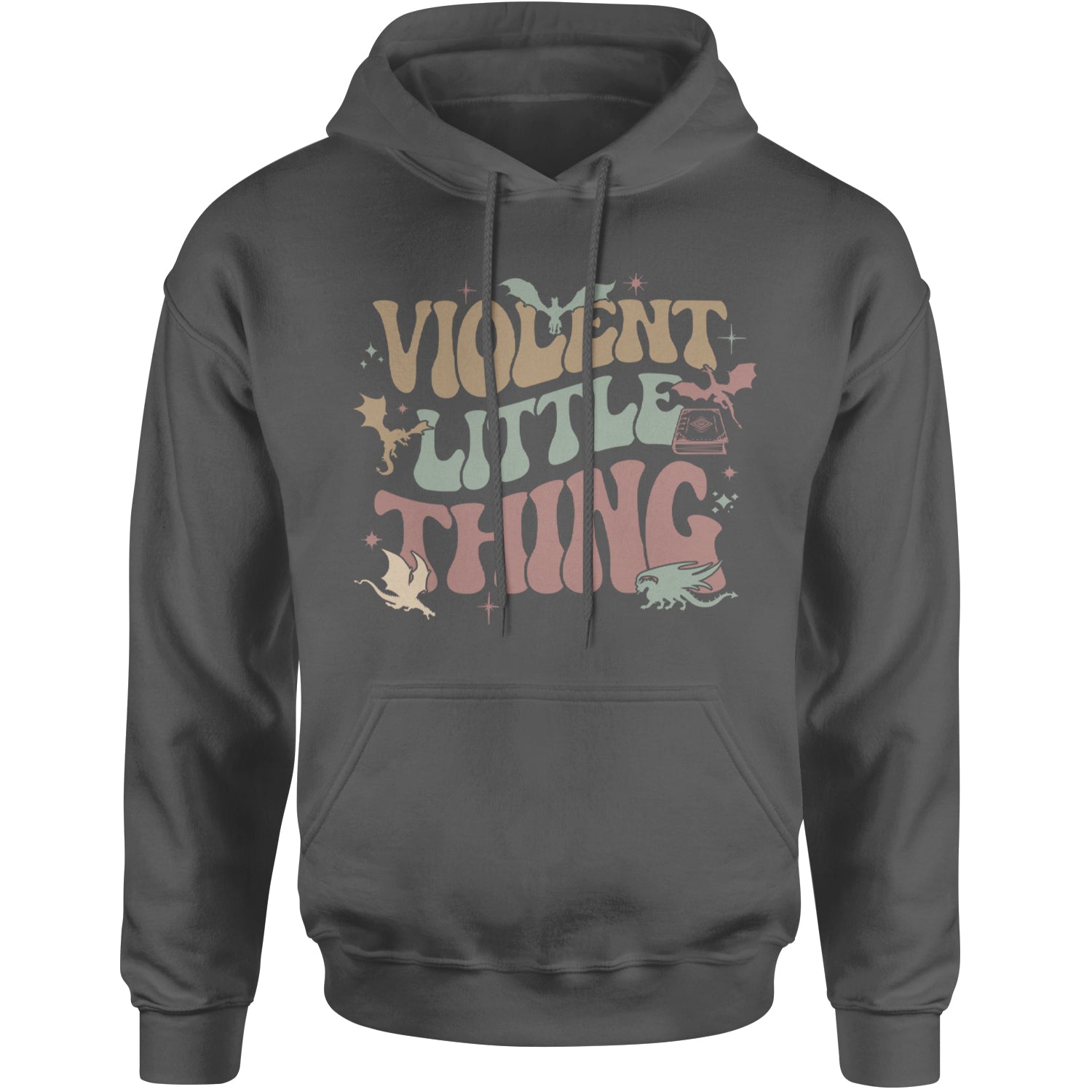 Violent Little Thing Dragon Adult Hoodie Sweatshirt Charcoal Grey