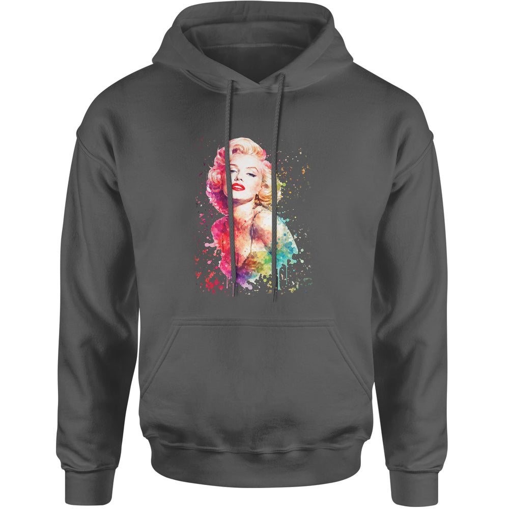 Mrs. Monroe Watercolors Bombshell Adult Hoodie Sweatshirt Charcoal Grey