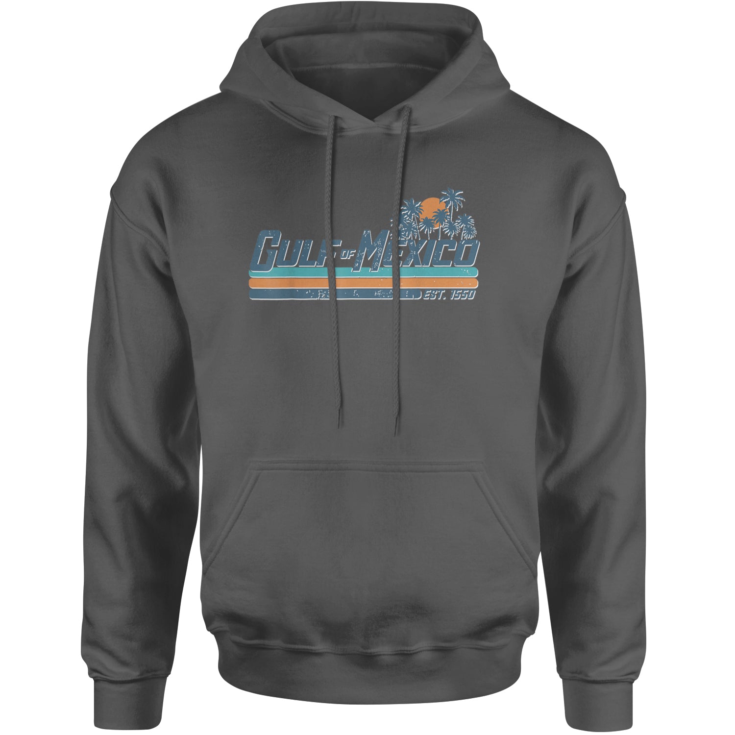 Gulf Of Mexico Established Year 1550 Adult Hoodie Sweatshirt Charcoal Grey