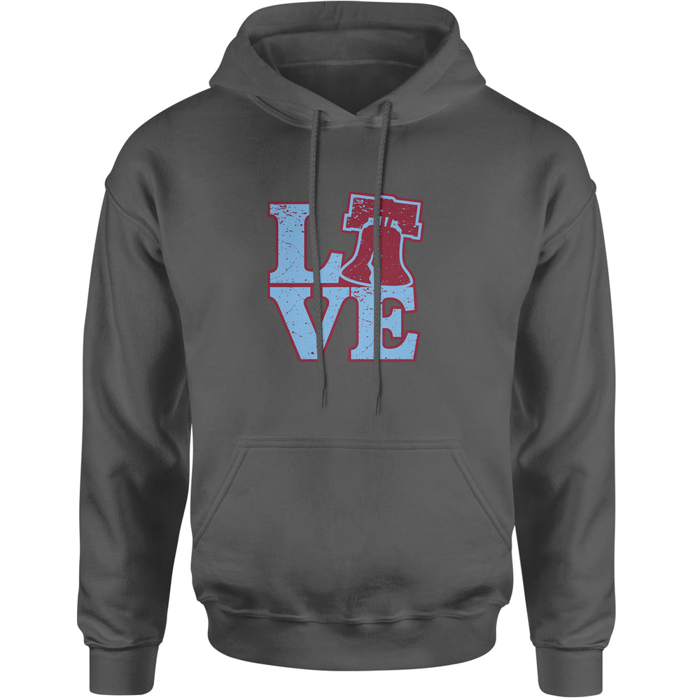 Love Philly Liberty Bell Adult Hoodie Sweatshirt Charcoal Grey
