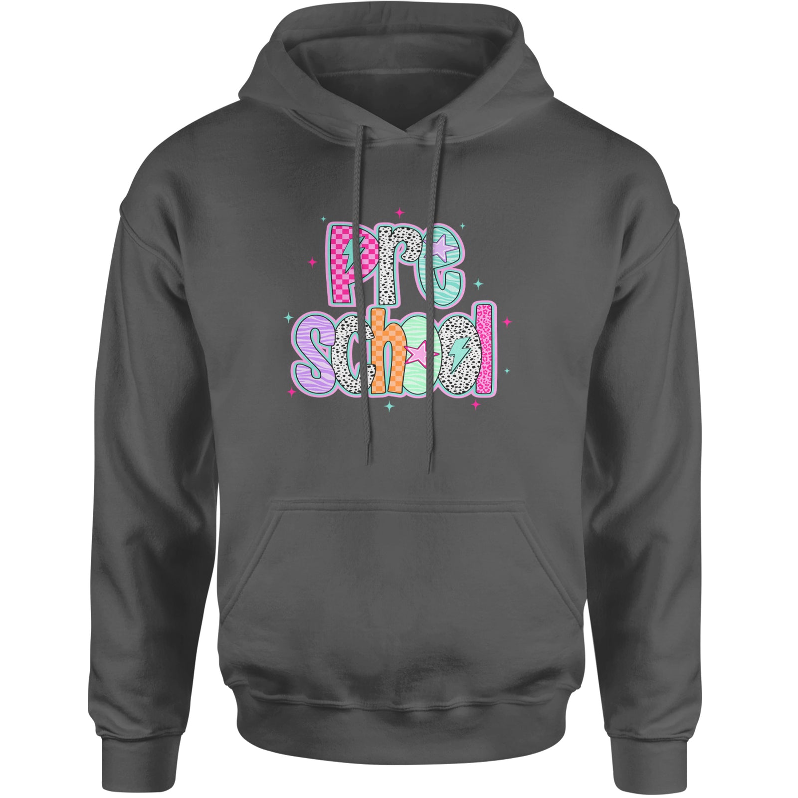 Preschool Power Colorful Back to School Adult Hoodie Sweatshirt Black