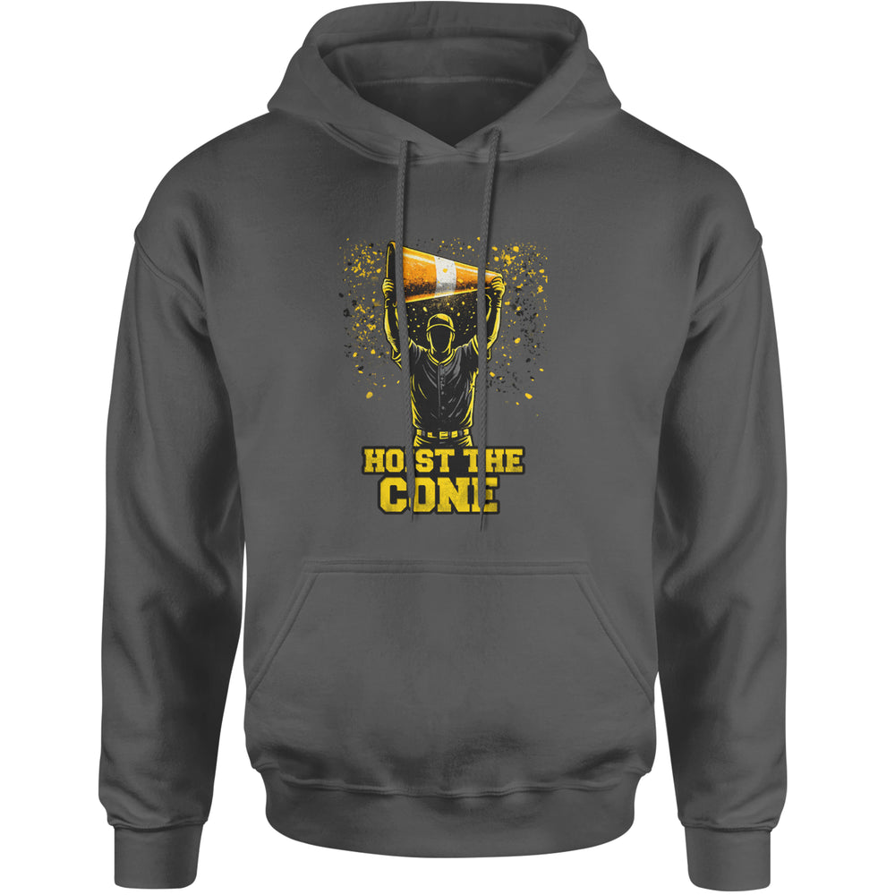 Hoist The Cone Pittsburgh Pride Adult Hoodie Sweatshirt Charcoal Grey