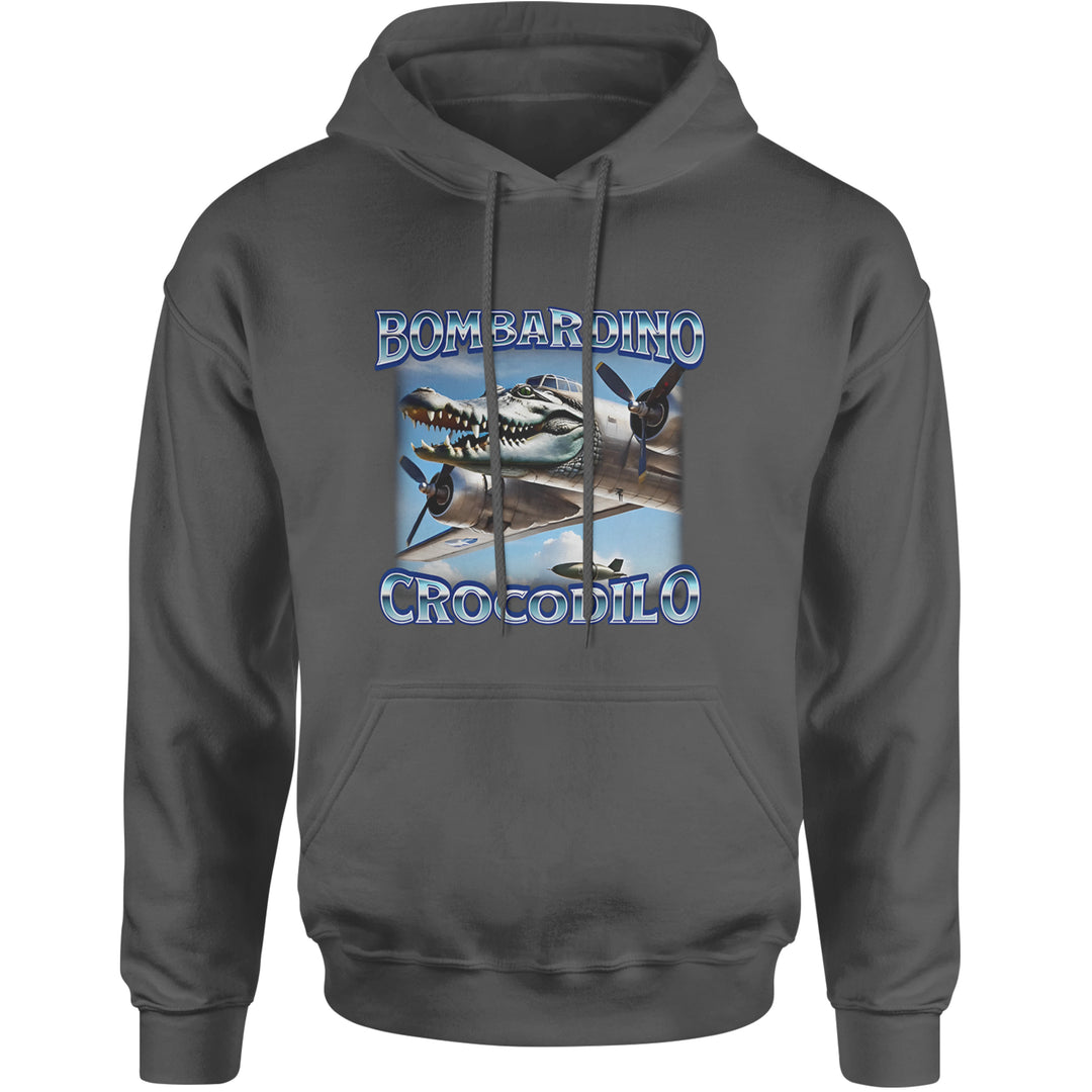 Bombardino Crocodilo Brainrot Adult Hoodie Sweatshirt Charcoal Grey