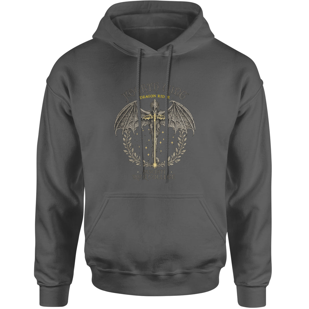 Fourth Wing Dragon Rider Vintage Basgiath War College Adult Hoodie Sweatshirt Charcoal Grey