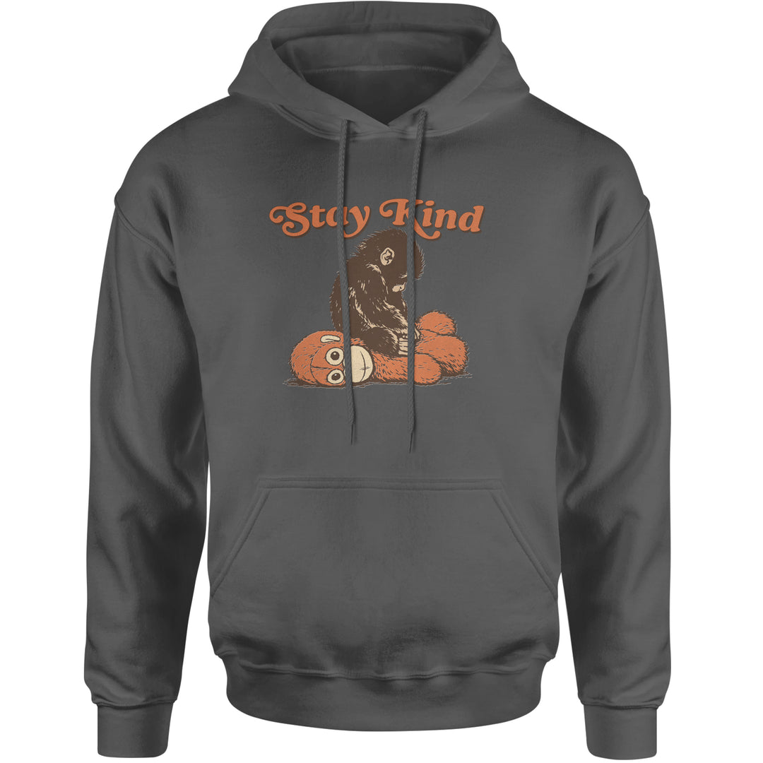 Punch Stay Kind Macaque Adult Hoodie Sweatshirt Charcoal Grey