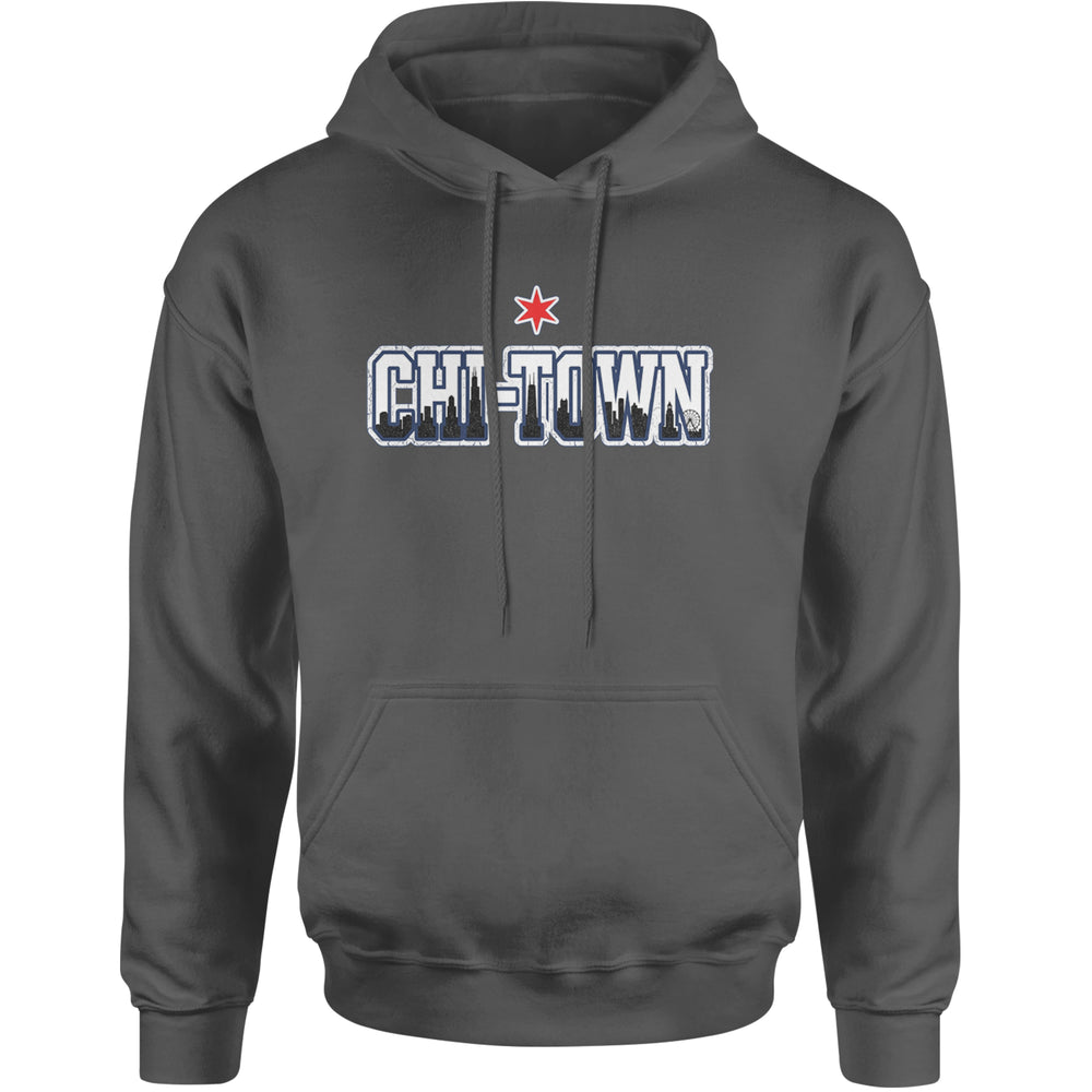 Chicago Chi-Town City Pride Adult Hoodie Sweatshirt Charcoal Grey