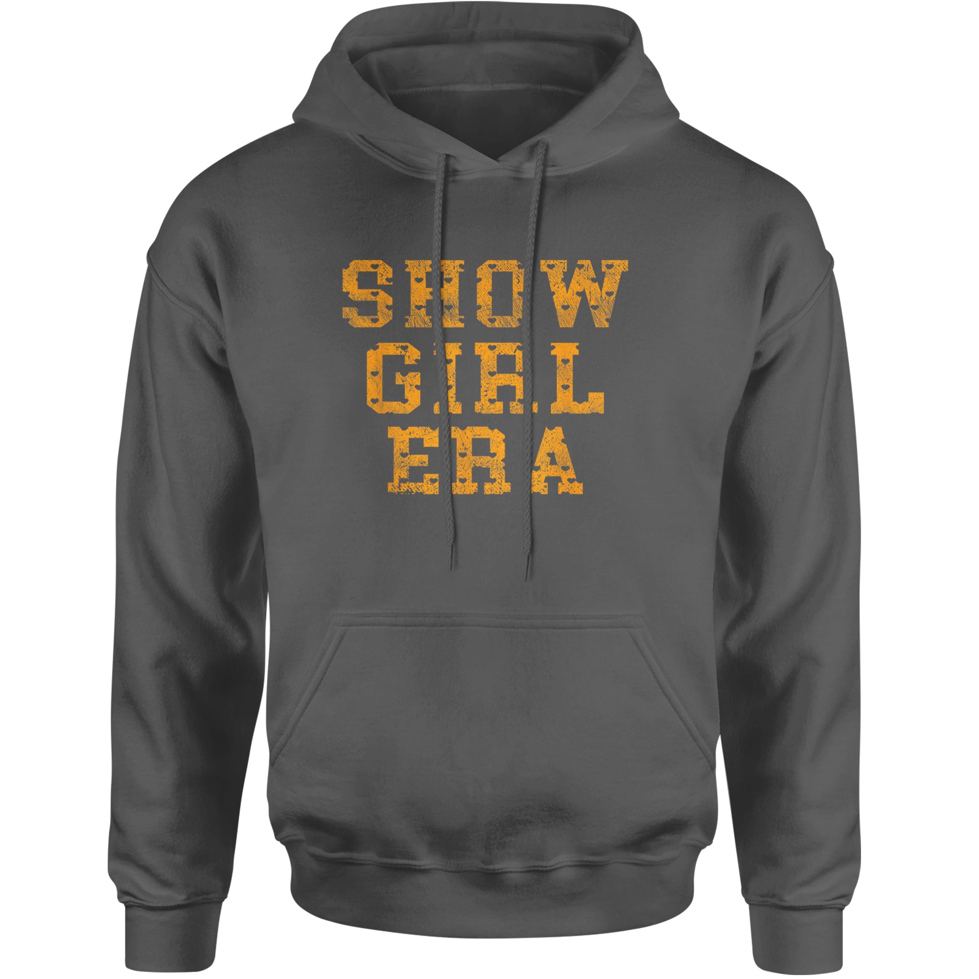 Vintage Showgirl Era Heart Adult Hoodie Sweatshirt Charcoal Grey