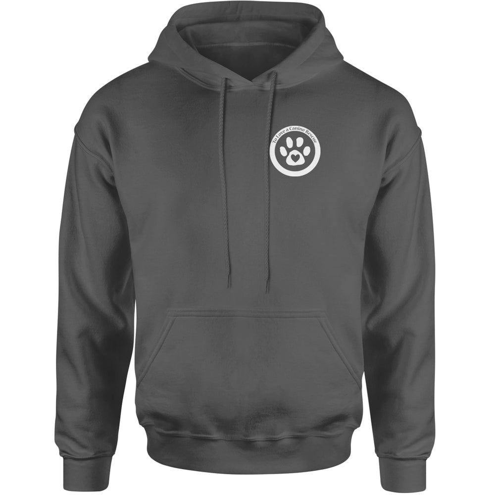 TLC To Love a Canine Dog Rescue White Adult Hoodie Sweatshirt Charcoal Grey