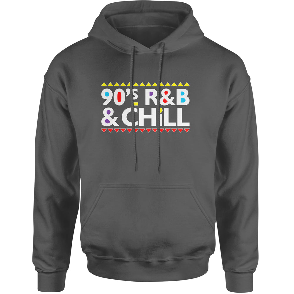 90s R&B and Chill Retro Throwback graphic on Unisex Heavyweight Fleece Pullover Hoodie in Charcoal Grey