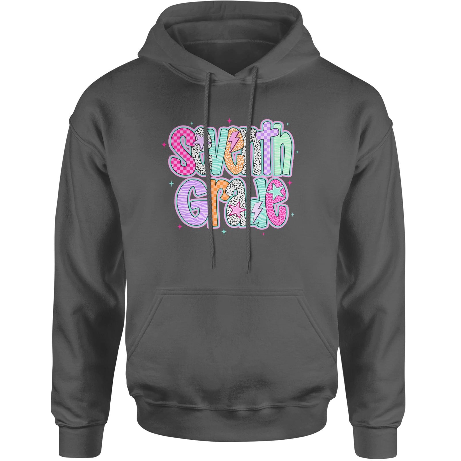 Seventh Grade Swagger Colorful Back to School Adult Hoodie Sweatshirt Black