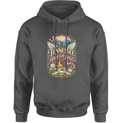 Tennessee Mountain Angel Wings Dolly Adult Hoodie Sweatshirt Charcoal Grey