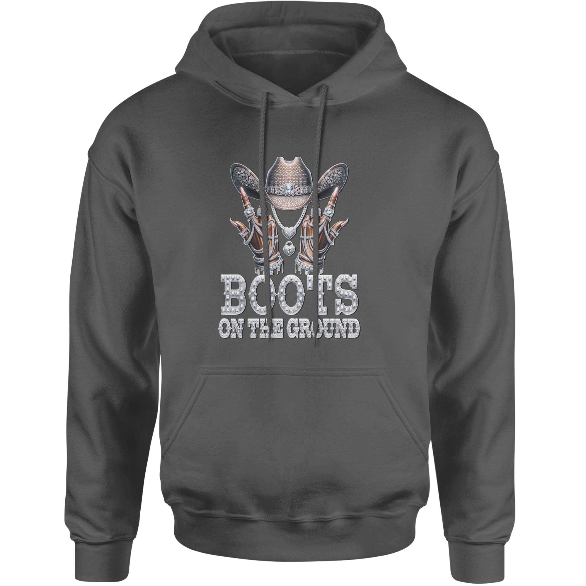 Boots On The Ground Bling Adult Hoodie Sweatshirt Black