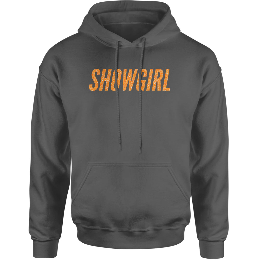 Showgirl Orange Glitter Adult Hoodie Sweatshirt Charcoal Grey