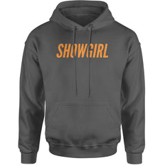 Showgirl Orange Glitter Adult Hoodie Sweatshirt Charcoal Grey