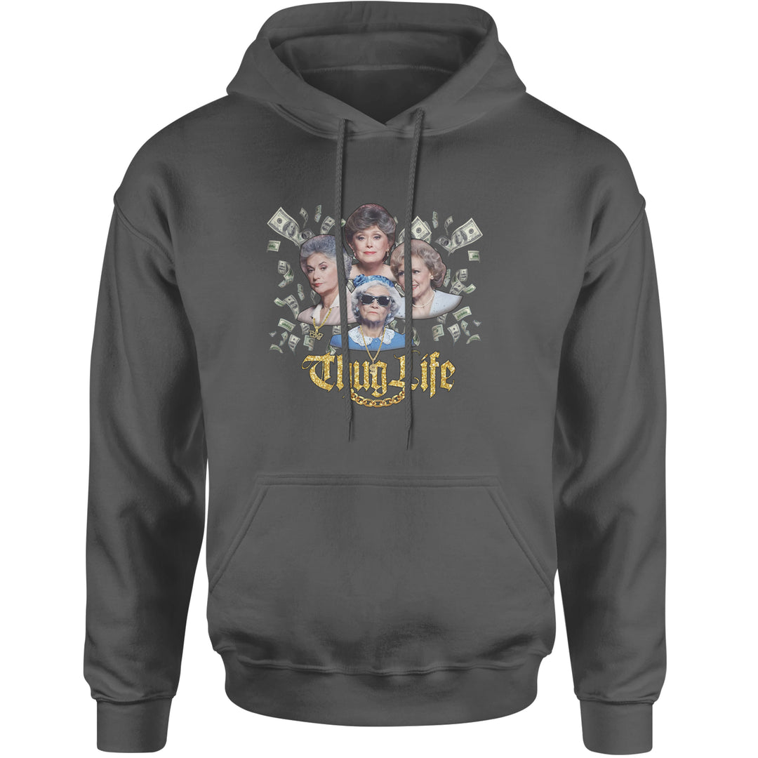 Golden Chain Thug Life Girls Adult Hoodie Sweatshirt Charcoal Grey