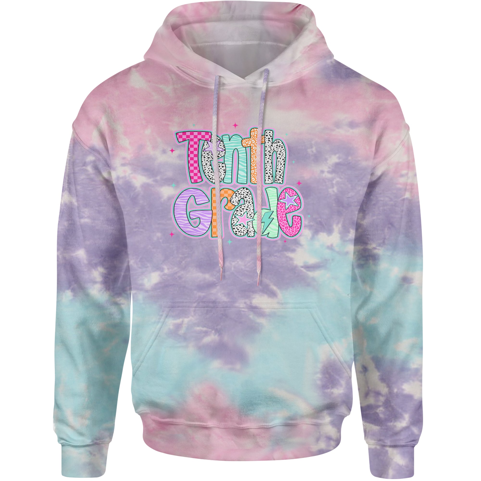 Tenth Grade Trendsetter Colorful Back to School Adult Hoodie Sweatshirt Cotton Candy