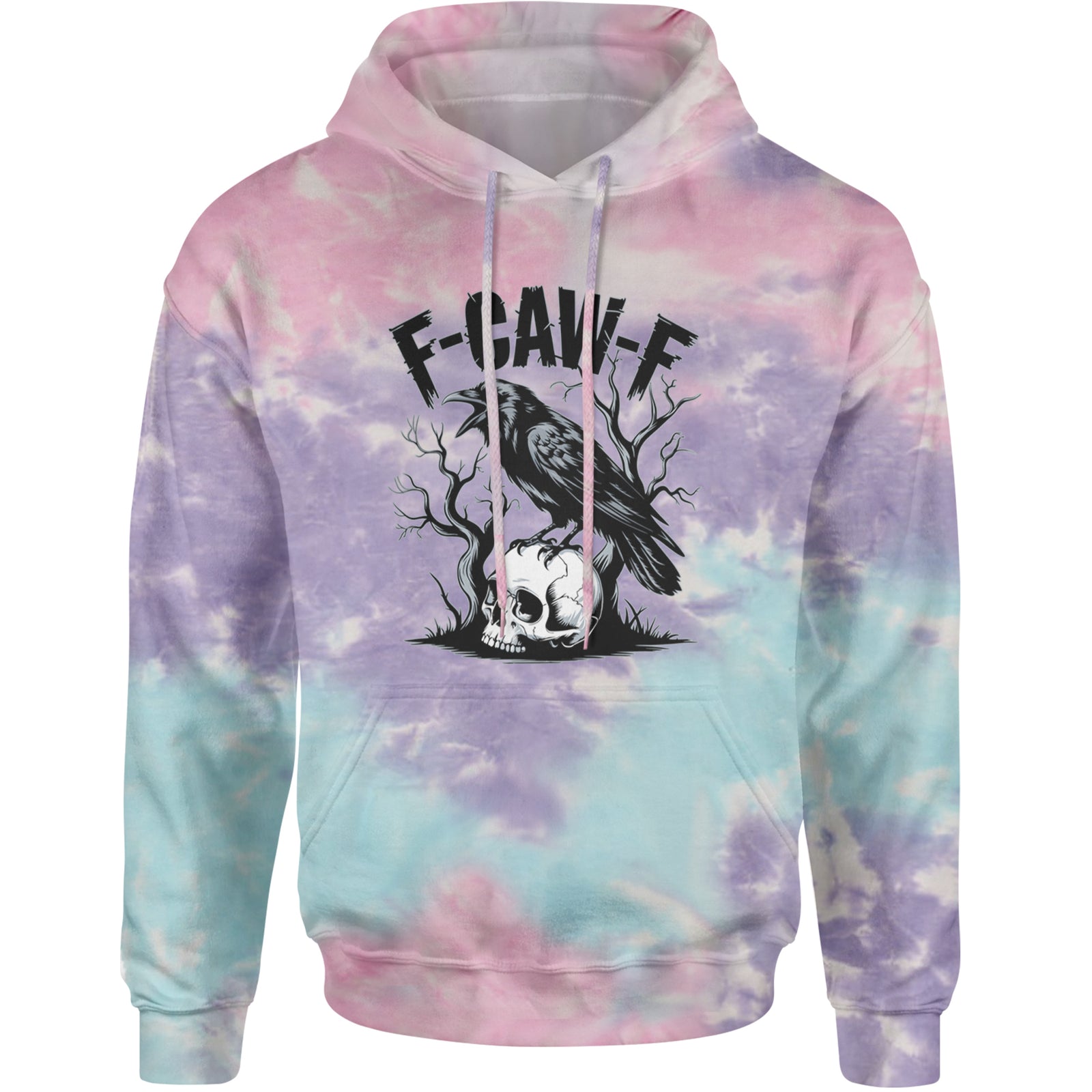 F-Caw-F Crow On Skull F-ck Off Gothic Adult Hoodie Sweatshirt Cotton Candy
