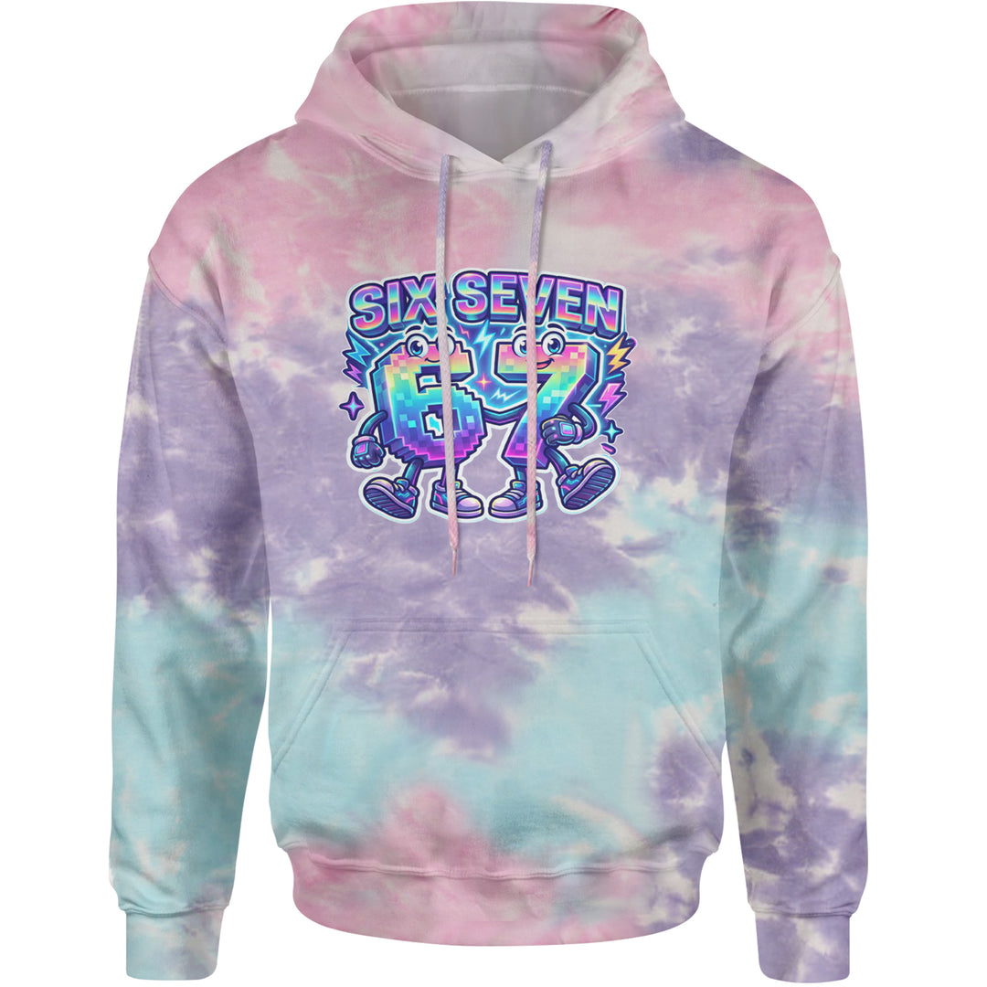 Six Seven 67 Retro Pixel Buddies Adult Hoodie Sweatshirt Cotton Candy