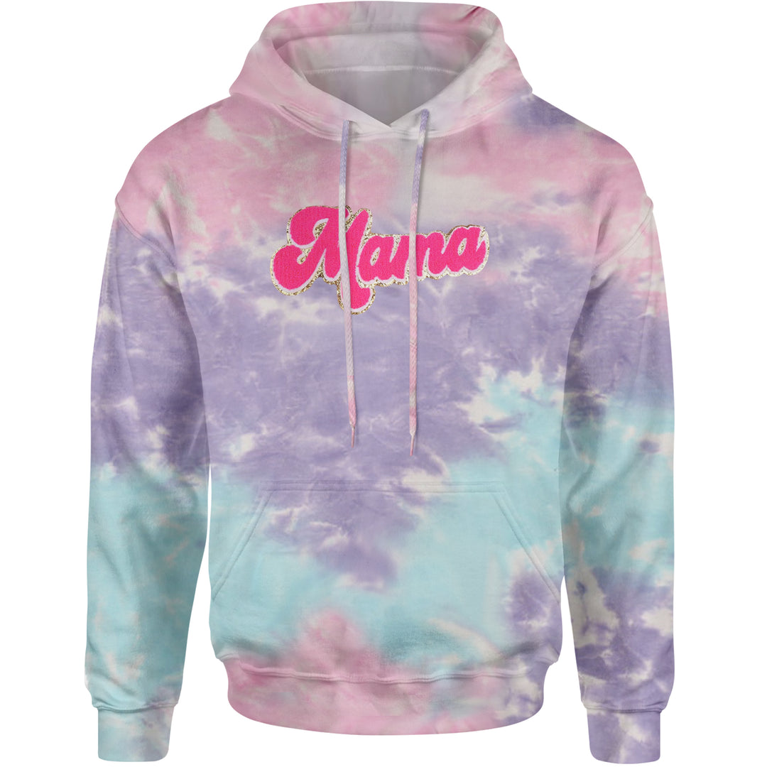 Mama Hot Pink Glitter Chenille Patch Adult Hoodie Sweatshirt Cotton Candy