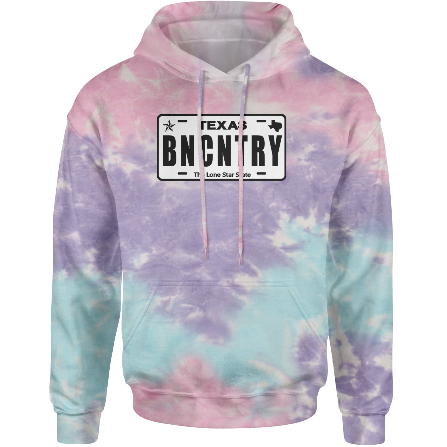 Texas License Plate BNCNTRY Adult Hoodie Sweatshirt Cotton Candy