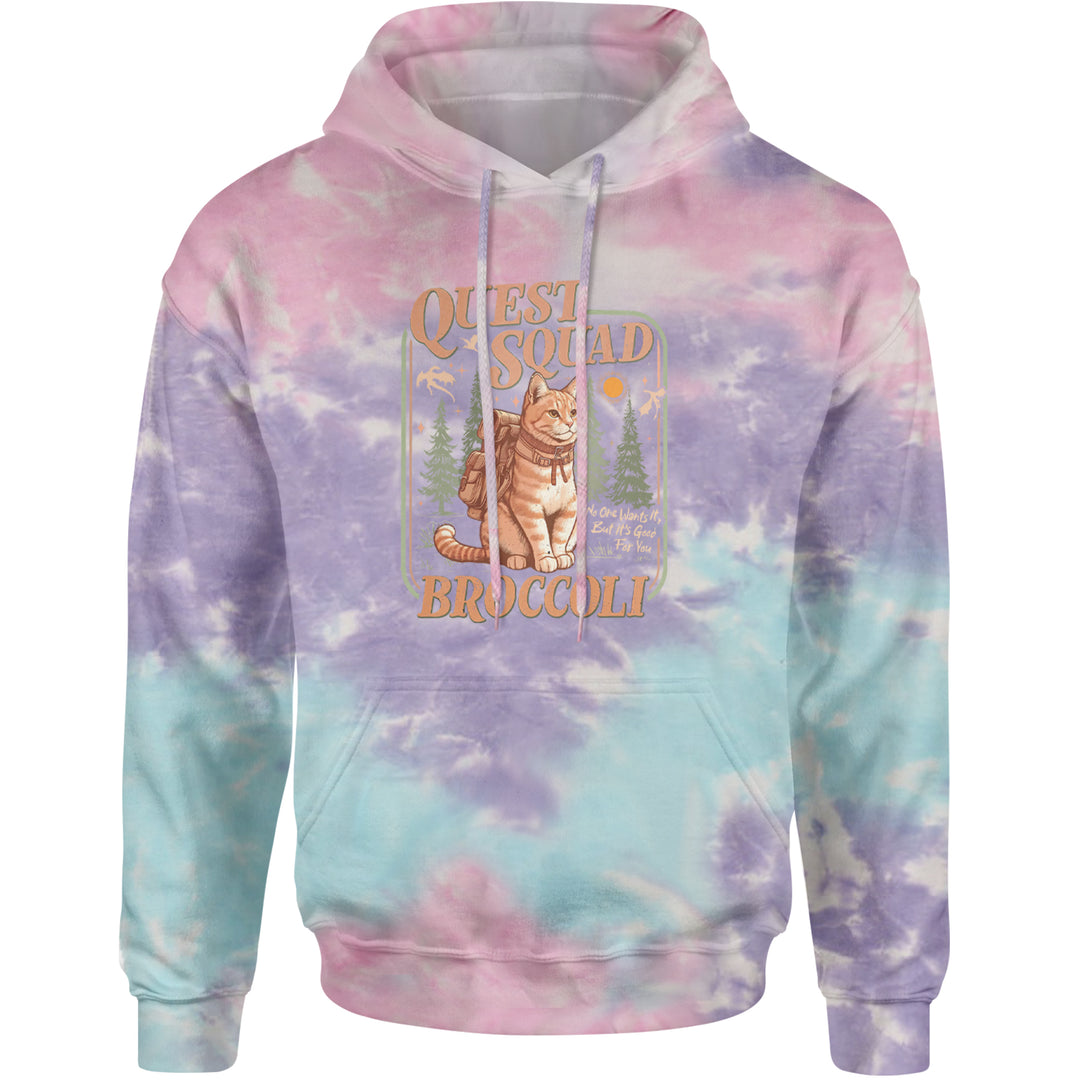 Quest Squad Broccoli Cat Fantasy Reader  Adult Hoodie Sweatshirt Cotton Candy