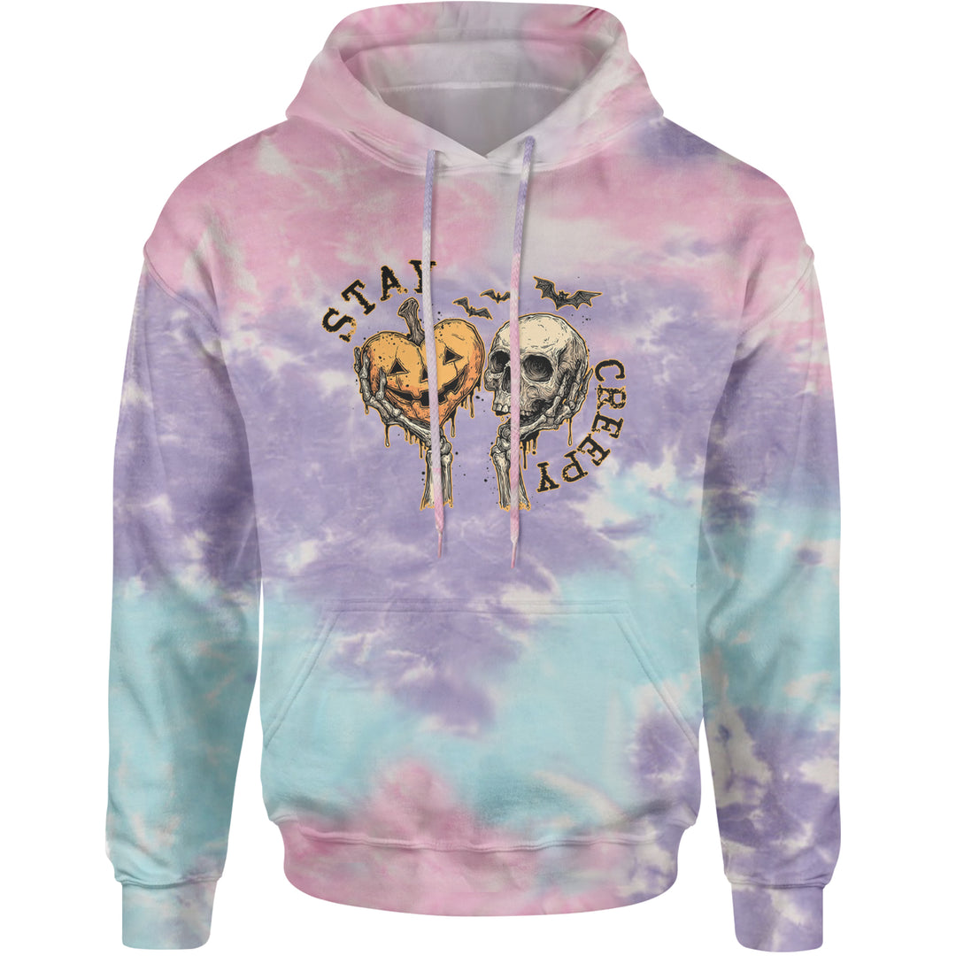 Stay Creepy Skull and Pumpkin Halloween Adult Hoodie Sweatshirt Cotton Candy
