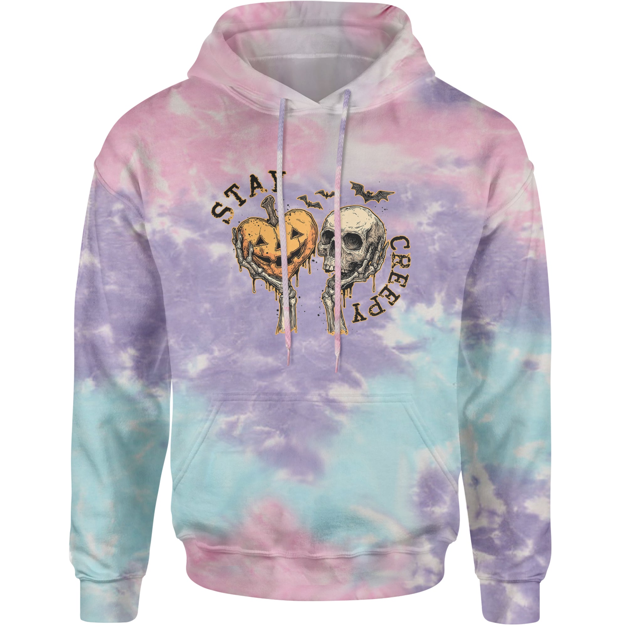 Stay Creepy Skull and Pumpkin Halloween Adult Hoodie Sweatshirt Cotton Candy