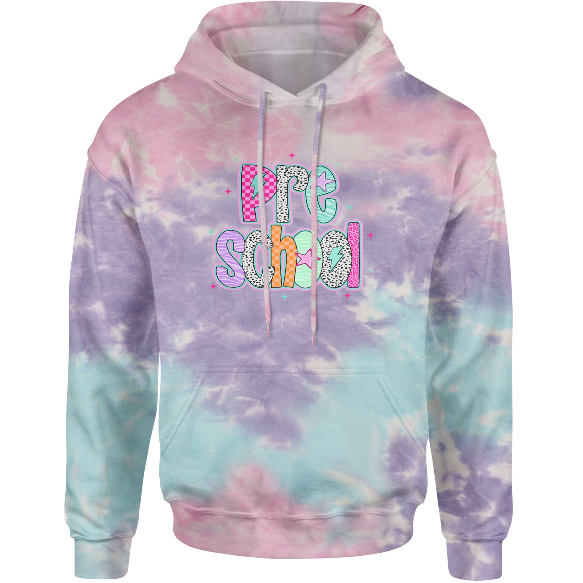 Preschool Power Colorful Back to School Adult Hoodie Sweatshirt Cotton Candy