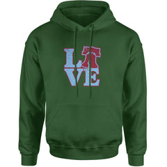 Love Philly Liberty Bell Adult Hoodie Sweatshirt Forest Green
