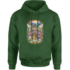 Tennessee Mountain Angel Wings Dolly Adult Hoodie Sweatshirt Forest Green