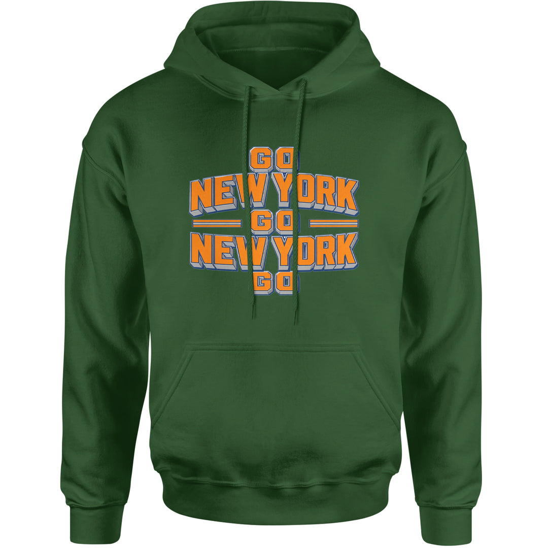 Go New York Go Basketball Adult Hoodie Sweatshirt Forest Green