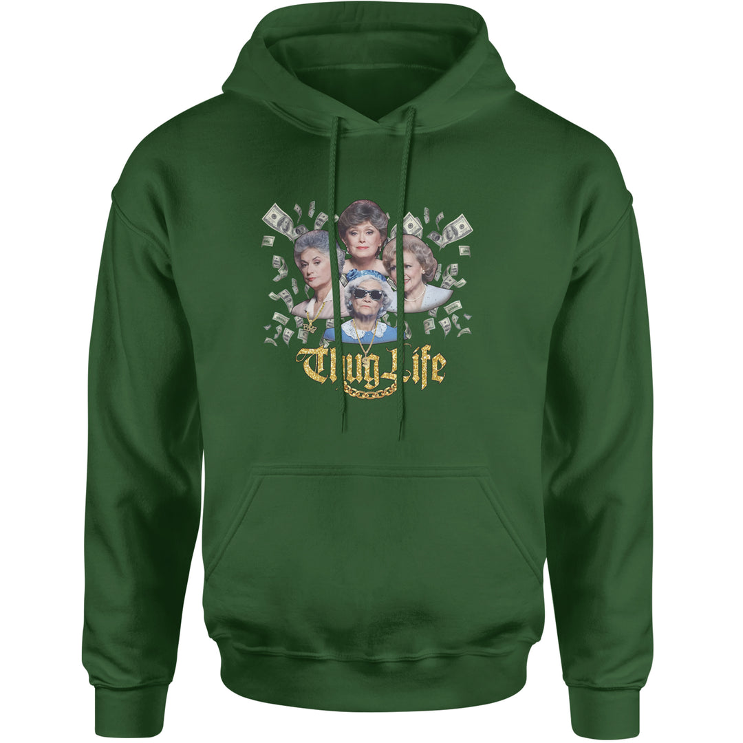 Golden Chain Thug Life Girls Adult Hoodie Sweatshirt Forest Green