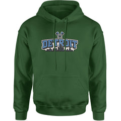 Detroit Motor City Retro Piston Adult Hoodie Sweatshirt Forest Green
