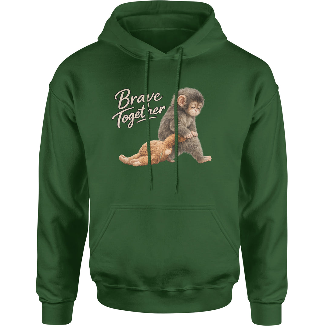 Punch Brave Together Stuffed Animal Adult Hoodie Sweatshirt Forest Green