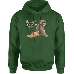 Punch Brave Together Stuffed Animal Adult Hoodie Sweatshirt Forest Green