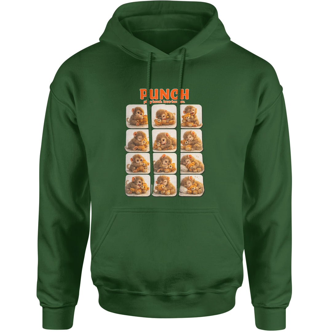 Punch Play Hard Love Harder Adult Hoodie Sweatshirt Forest Green